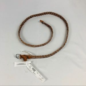 New Loft Leather Belt Brown Silver Woven Size M